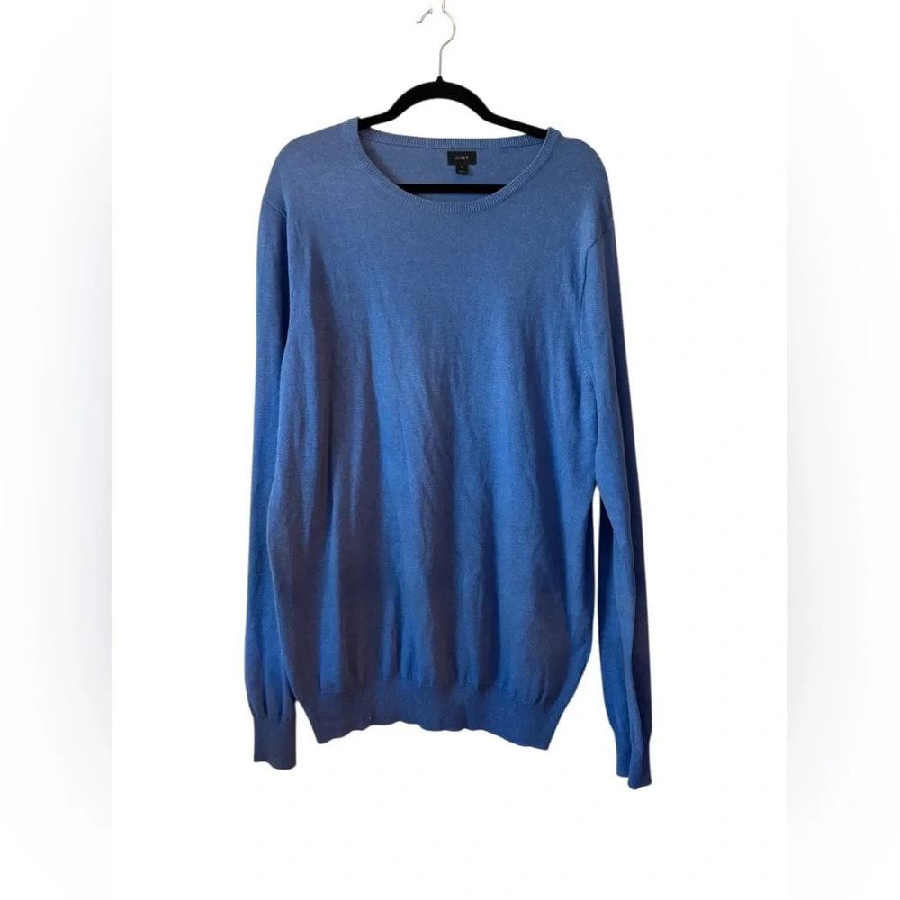 J. Crew Men's Vibrant Blue Crewneck Sweater Cotton/Cashmere Large Tall